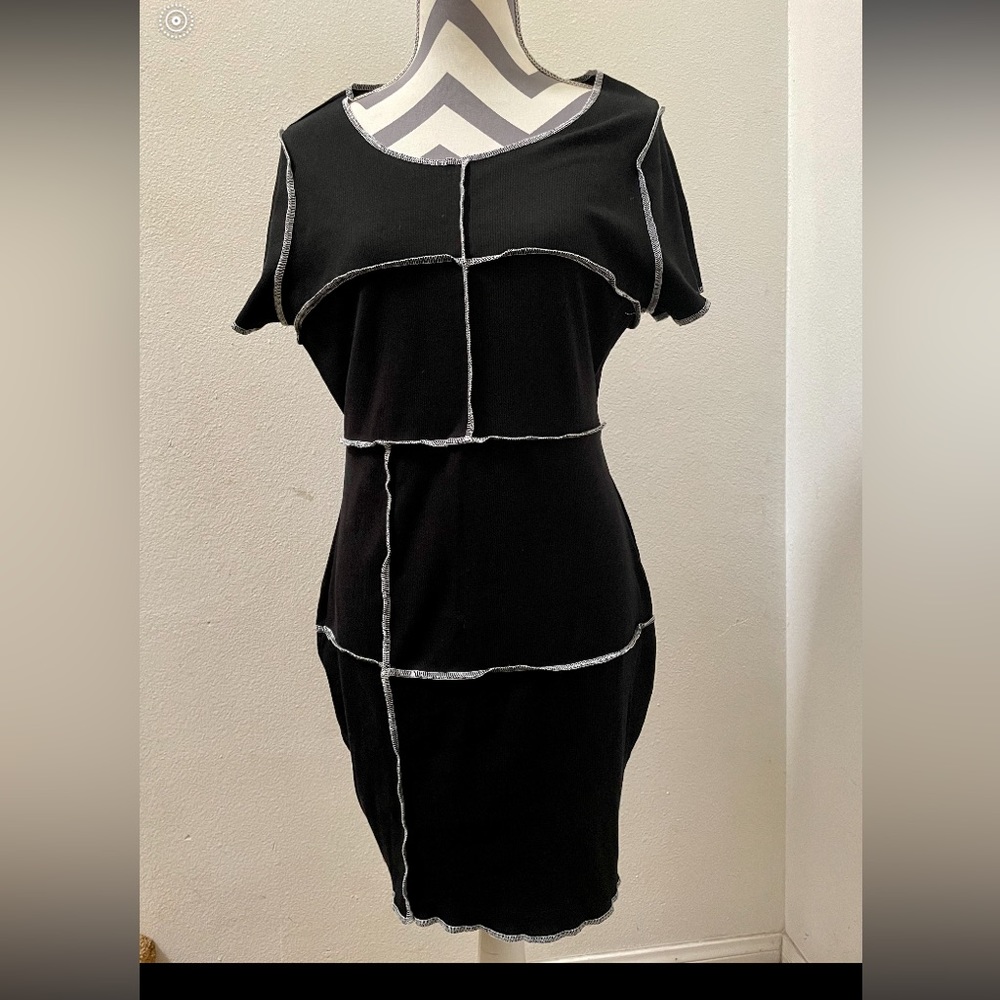 Curvy Sense Black Dress - Short Sleeve, Black, BodyCon Dress. Size 2X